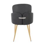 Dahlia Contemporary Grey Fabric and Gold Dining Chairs (Set of 2) (Set of 2)