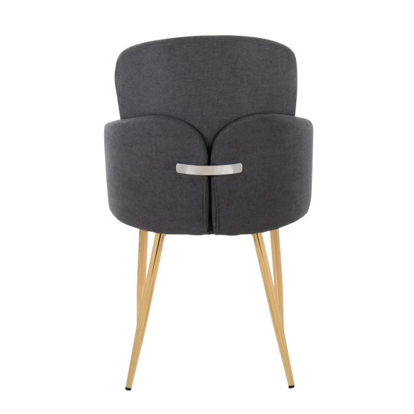 Dahlia Contemporary Grey Fabric and Gold Dining Chairs Set of 2 Set of 2 5