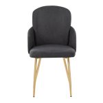 Dahlia Contemporary Grey Fabric and Gold Dining Chairs (Set of 2) (Set of 2)