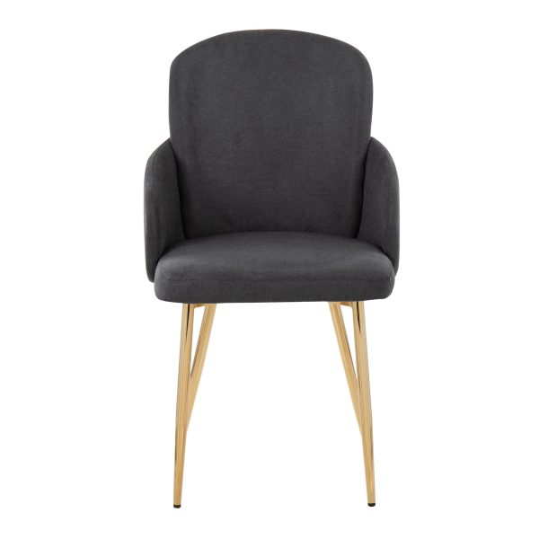Dahlia Contemporary Grey Fabric and Gold Dining Chairs Set of 2 Set of 2 6