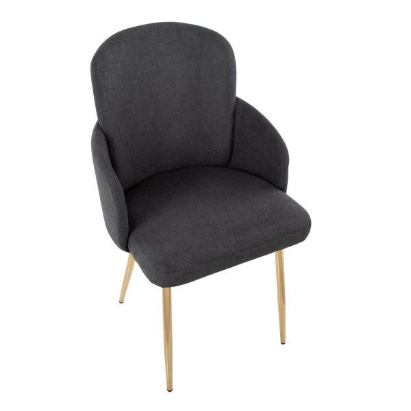 Dahlia Contemporary Grey Fabric and Gold Dining Chairs Set of 2 Set of 2 7