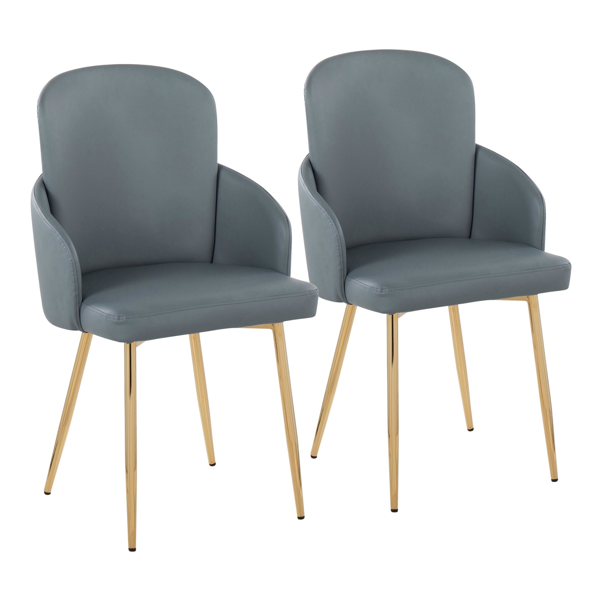 Dahlia Contemporary Grey Faux Leather Dining Chairs (Set of 2) (Set of 2) 2 Dahlia Contemporary Grey Faux Leather Dining Chairs (Set of 2) (Set of 2) - Image 2
