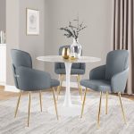 Dahlia Contemporary Grey Faux Leather Dining Chairs (Set of 2) (Set of 2) 11 Dahlia Contemporary Grey Faux Leather Dining Chairs (Set of 2) (Set of 2)