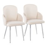 Dahlia Cream Fabric Chrome Leg Contemporary Dining Chairs (Set of 2) 12 Dahlia Cream Fabric Chrome Leg Contemporary Dining Chairs (Set of 2)