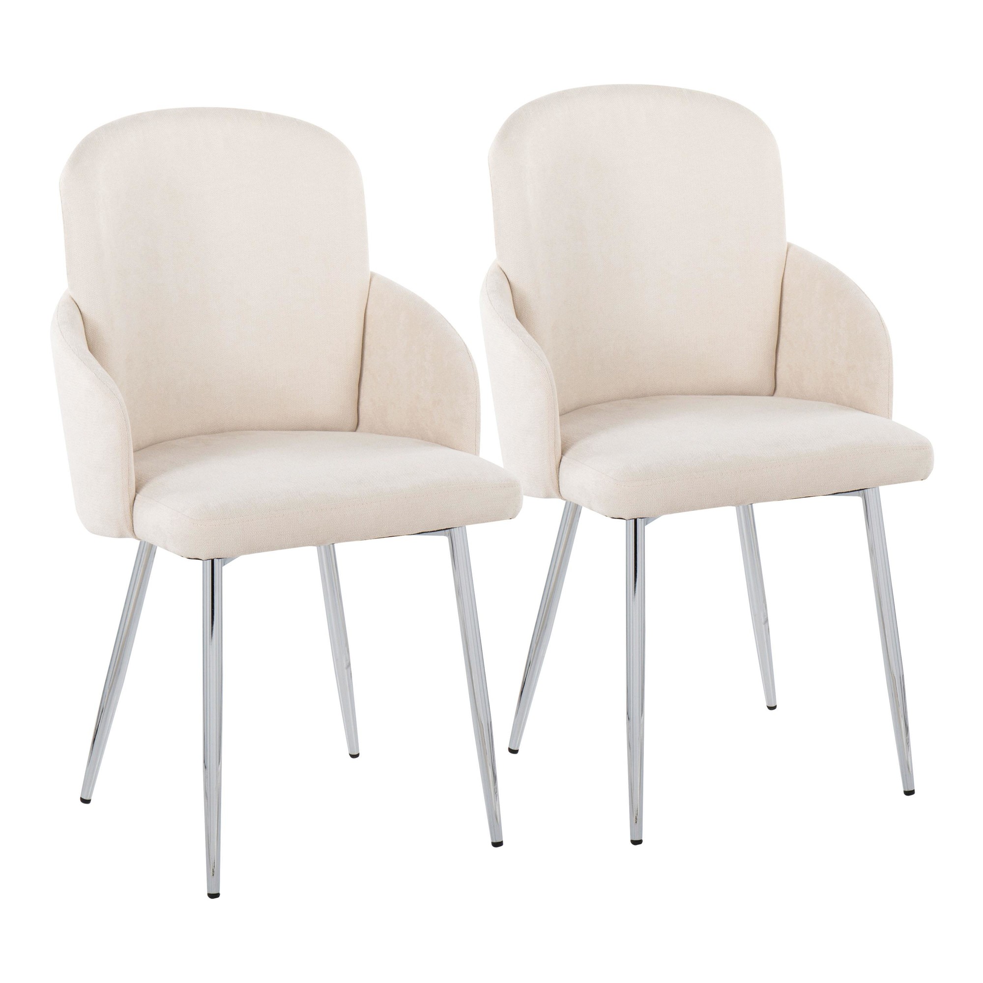 Dahlia Cream Fabric Chrome Leg Contemporary Dining Chairs (Set of 2) 2 Dahlia Cream Fabric Chrome Leg Contemporary Dining Chairs (Set of 2) - Image 2