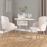 Dahlia Cream Fabric Chrome Leg Contemporary Dining Chairs (Set of 2) 11 Dahlia Cream Fabric Chrome Leg Contemporary Dining Chairs (Set of 2)