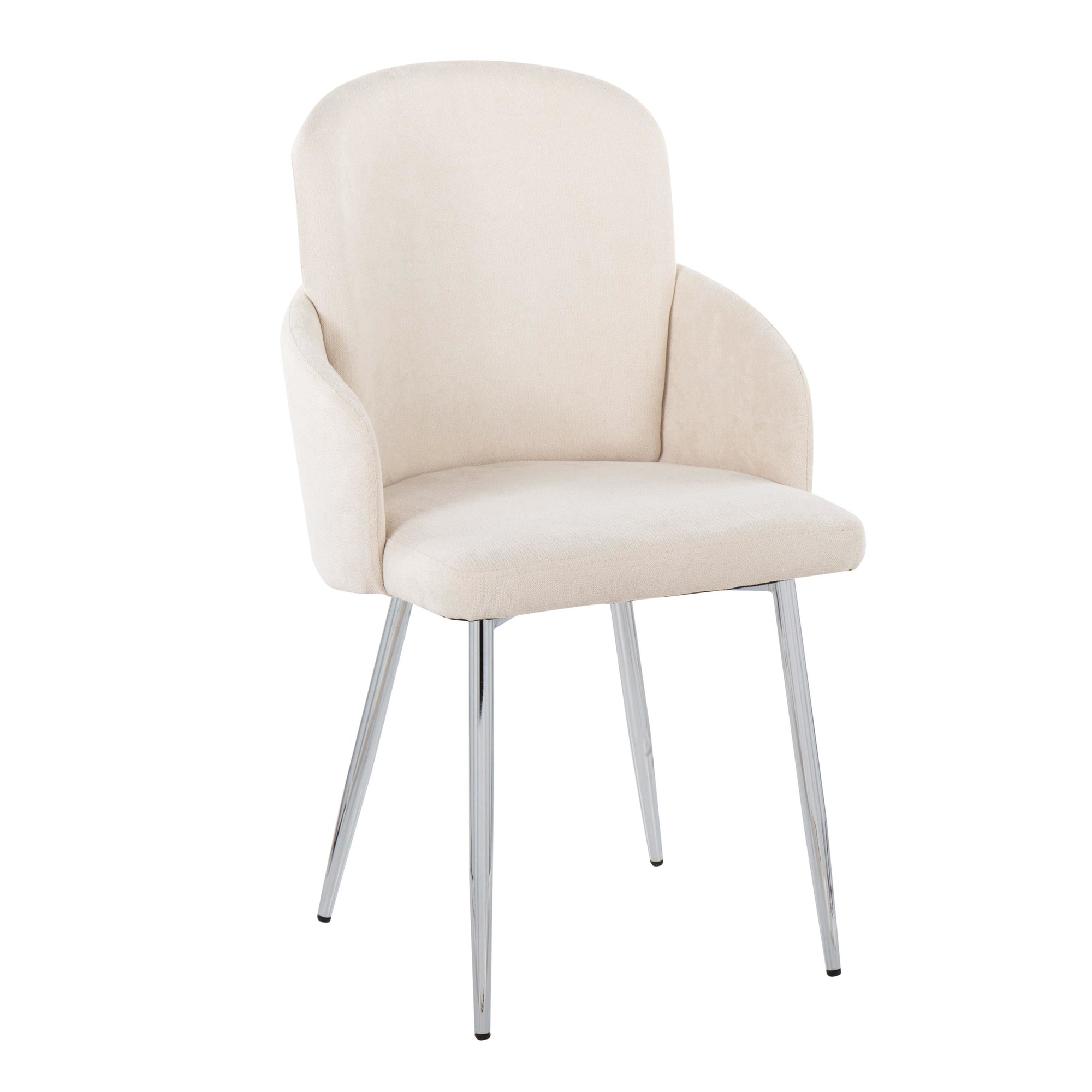 Dahlia Cream Fabric Chrome Leg Contemporary Dining Chairs (Set of 2) 3 Dahlia Cream Fabric Chrome Leg Contemporary Dining Chairs (Set of 2) - Image 3
