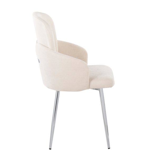 Dahlia Cream Fabric Chrome Leg Contemporary Dining Chairs Set of 2 3