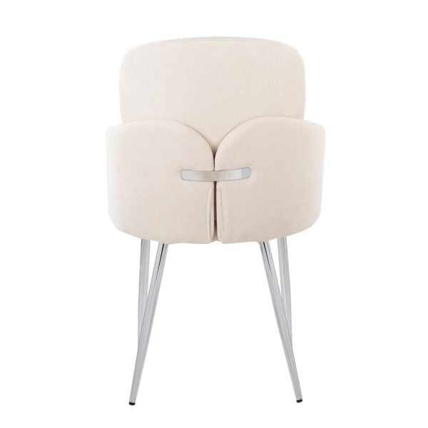 Dahlia Cream Fabric Chrome Leg Contemporary Dining Chairs Set of 2 5