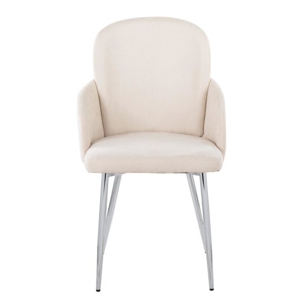 Dahlia Cream Fabric Chrome Leg Contemporary Dining Chairs Set of 2 6