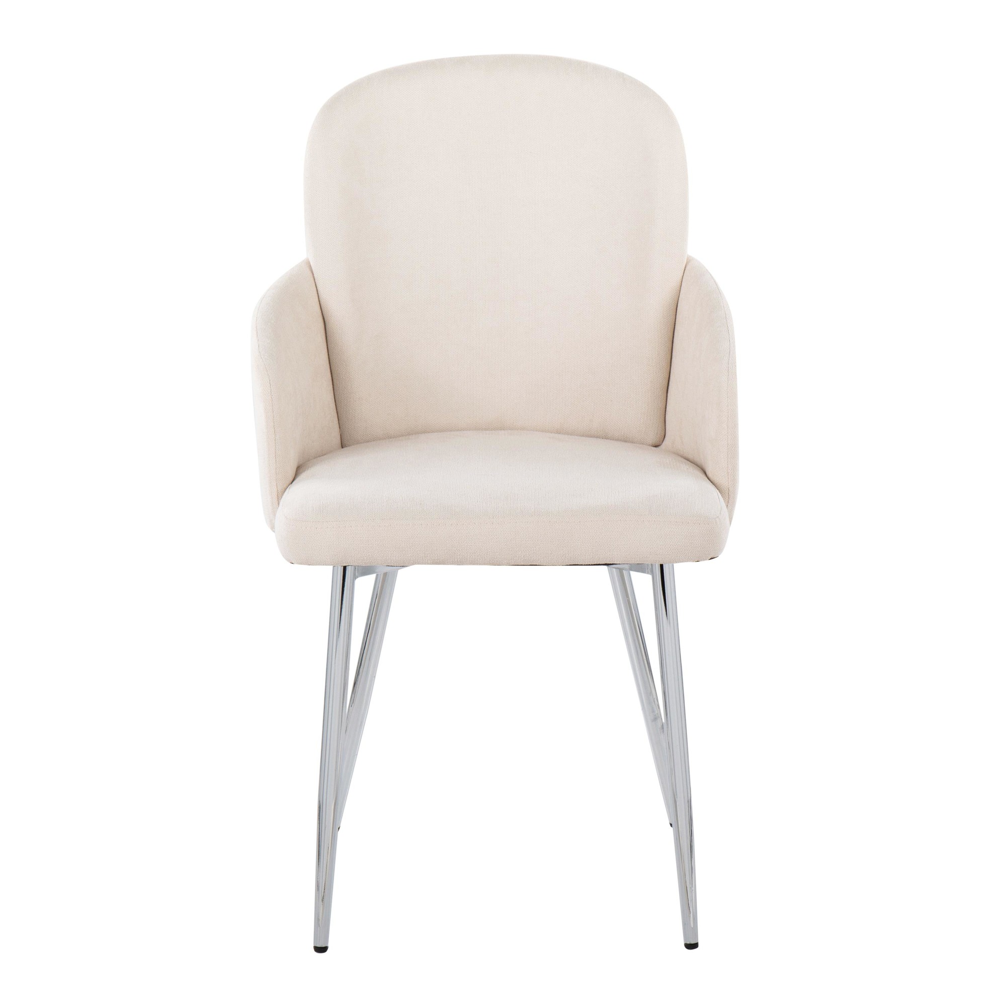 Dahlia Cream Fabric Chrome Leg Contemporary Dining Chairs (Set of 2) 7 Dahlia Cream Fabric Chrome Leg Contemporary Dining Chairs (Set of 2) - Image 7