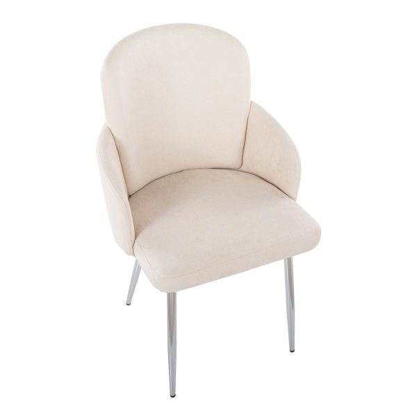 Dahlia Cream Fabric Chrome Leg Contemporary Dining Chairs Set of 2 7