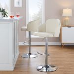 Dahlia Cream Faux Leather Chrome Contemporary Barstool (Set of 2) 16 Dahlia Cream Faux Leather Chrome Contemporary Barstool (Set of 2)