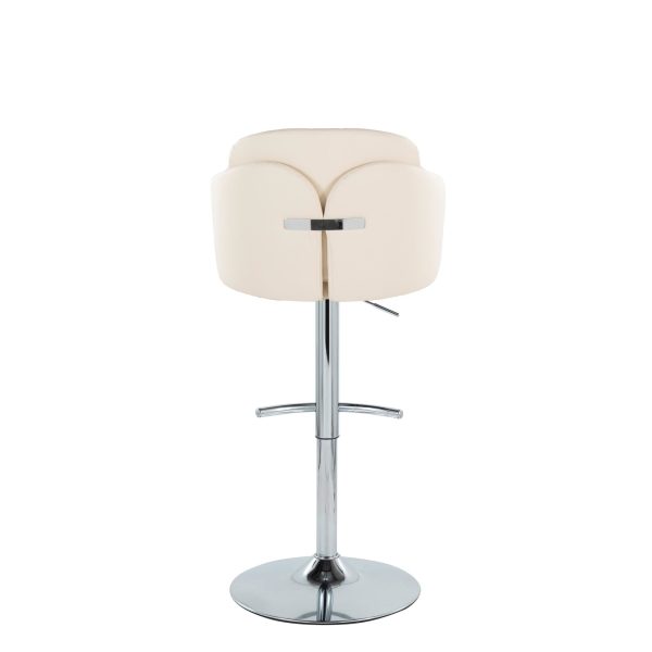 Dahlia Cream Faux Leather Chrome Contemporary Barstool Set of 2 10