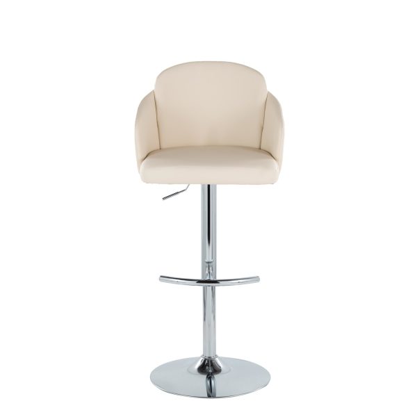 Dahlia Cream Faux Leather Chrome Contemporary Barstool Set of 2 11