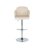 Dahlia Cream Faux Leather Chrome Contemporary Barstool (Set of 2) 27 Dahlia Cream Faux Leather Chrome Contemporary Barstool (Set of 2)