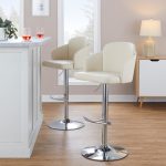 Dahlia Cream Faux Leather Chrome Contemporary Barstool (Set of 2) 15 Dahlia Cream Faux Leather Chrome Contemporary Barstool (Set of 2)