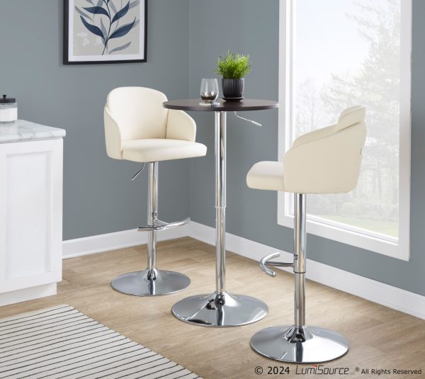 Dahlia Cream Faux Leather Chrome Contemporary Barstool Set of 2 2