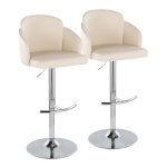 Dahlia Cream Faux Leather Chrome Contemporary Barstool (Set of 2) 19 Dahlia Cream Faux Leather Chrome Contemporary Barstool (Set of 2)