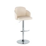 Dahlia Cream Faux Leather Chrome Contemporary Barstool (Set of 2) 20 Dahlia Cream Faux Leather Chrome Contemporary Barstool (Set of 2)