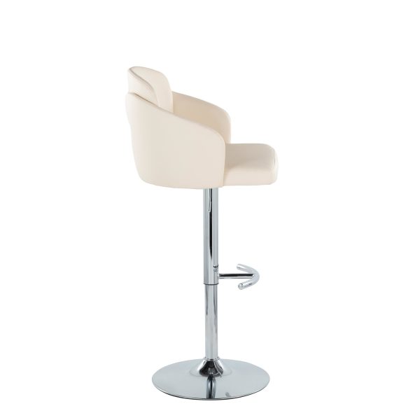 Dahlia Cream Faux Leather Chrome Contemporary Barstool Set of 2 6