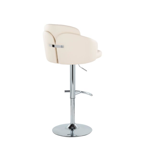 Dahlia Cream Faux Leather Chrome Contemporary Barstool Set of 2 7