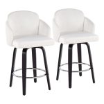 Dahlia Cream Velvet Black Wood Contemporary Counter Stool (Set of 2) 14 Dahlia Cream Velvet Black Wood Contemporary Counter Stool (Set of 2)