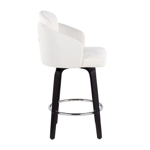 Dahlia Cream Velvet Black Wood Contemporary Counter Stool Set of 2 4