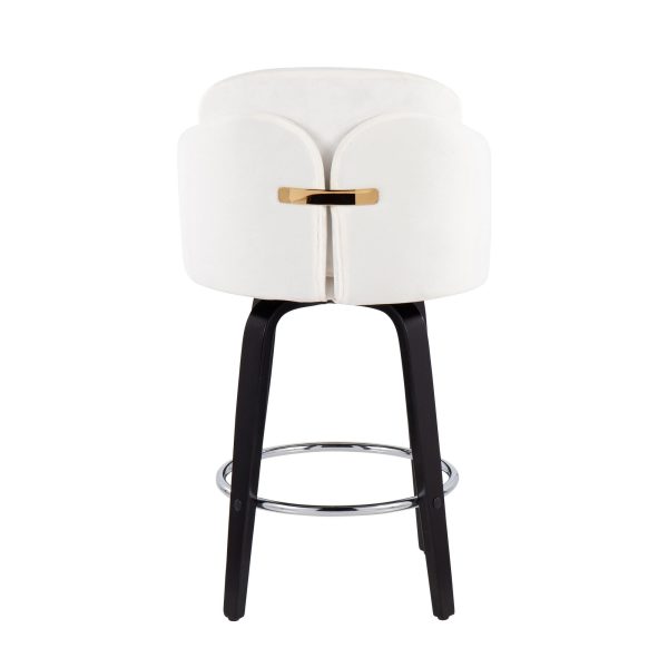 Dahlia Cream Velvet Black Wood Contemporary Counter Stool Set of 2 6