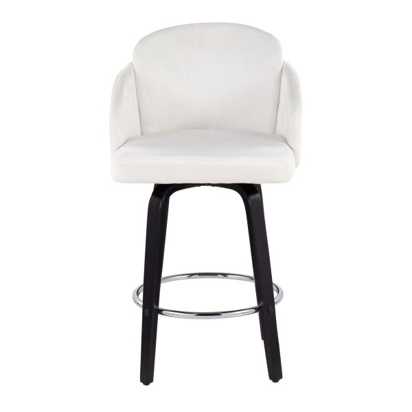 Dahlia Cream Velvet Black Wood Contemporary Counter Stool Set of 2 7