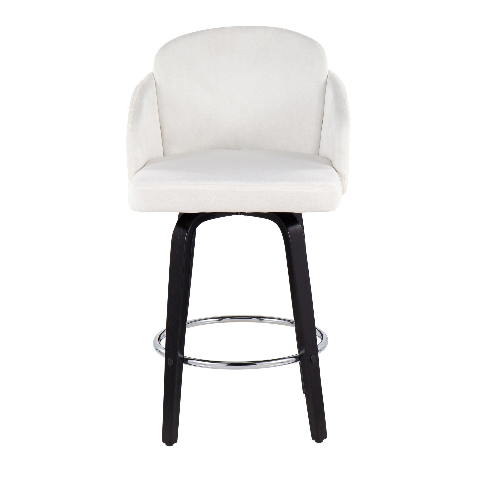 Dahlia Cream Velvet Black Wood Contemporary Counter Stool (Set of 2) 8 Dahlia Cream Velvet Black Wood Contemporary Counter Stool (Set of 2) - Image 8