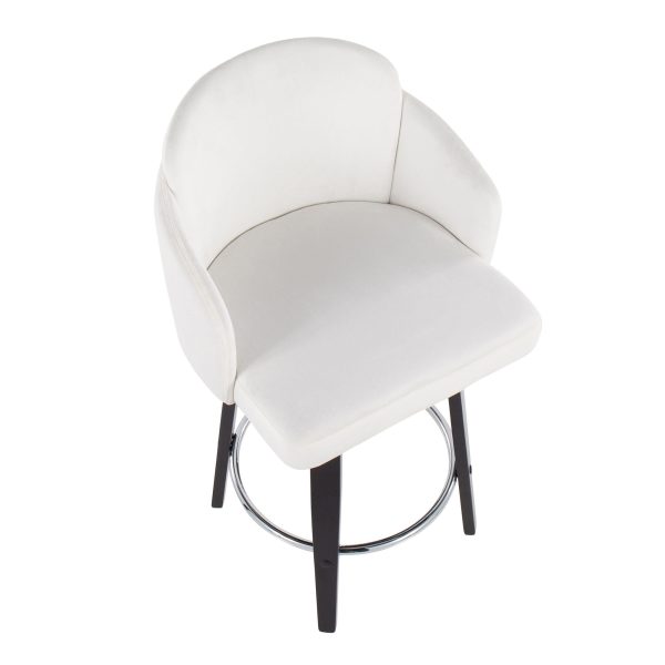 Dahlia Cream Velvet Black Wood Contemporary Counter Stool Set of 2 8