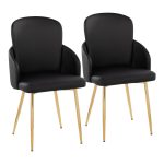 Dahlia Gold Black Faux Leather Contemporary Dining Chairs (Set of 2) 12 Dahlia Gold Black Faux Leather Contemporary Dining Chairs (Set of 2)