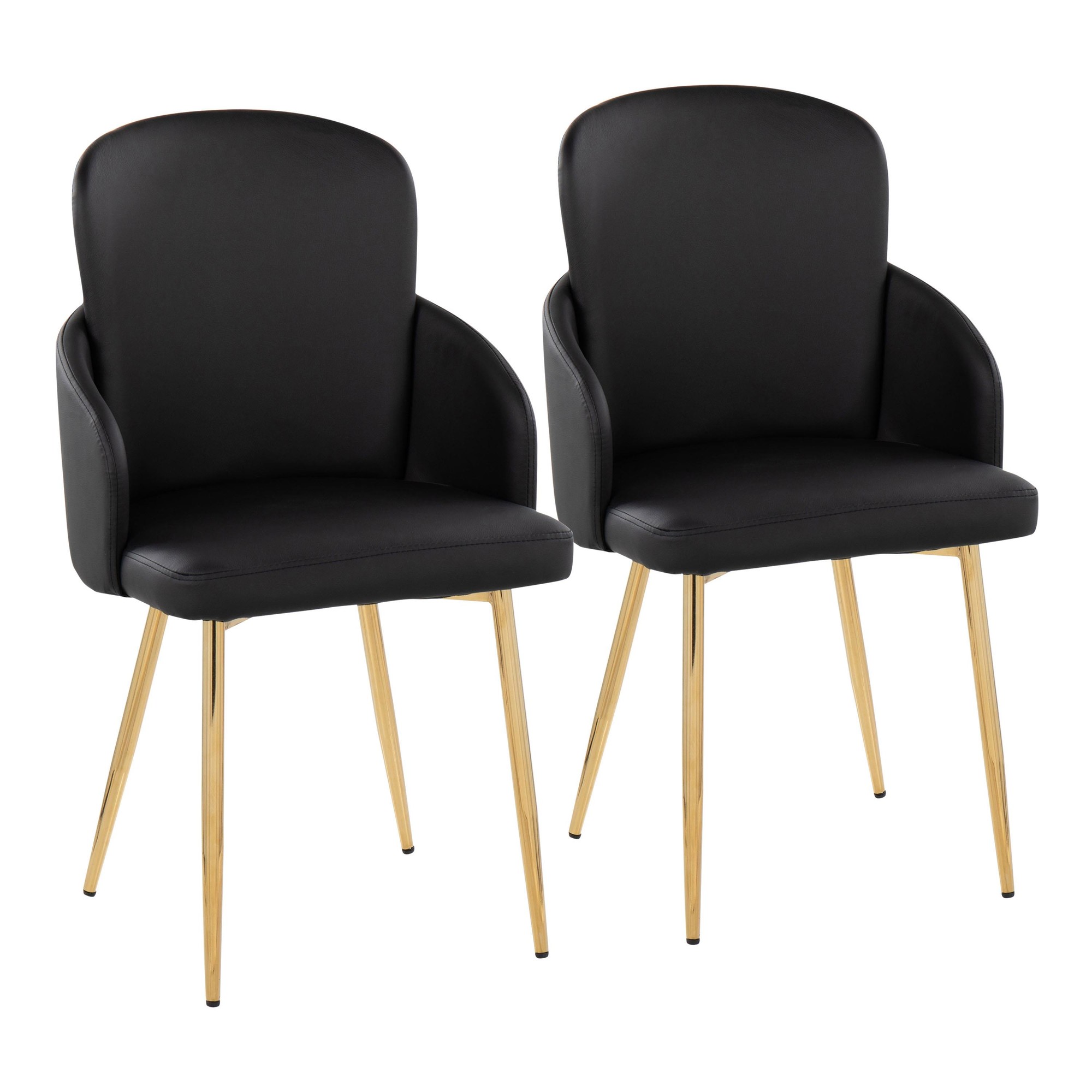 Dahlia Gold Black Faux Leather Contemporary Dining Chairs (Set of 2) 2 Dahlia Gold Black Faux Leather Contemporary Dining Chairs (Set of 2) - Image 2
