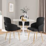 Dahlia Gold Black Faux Leather Contemporary Dining Chairs (Set of 2) 11 Dahlia Gold Black Faux Leather Contemporary Dining Chairs (Set of 2)