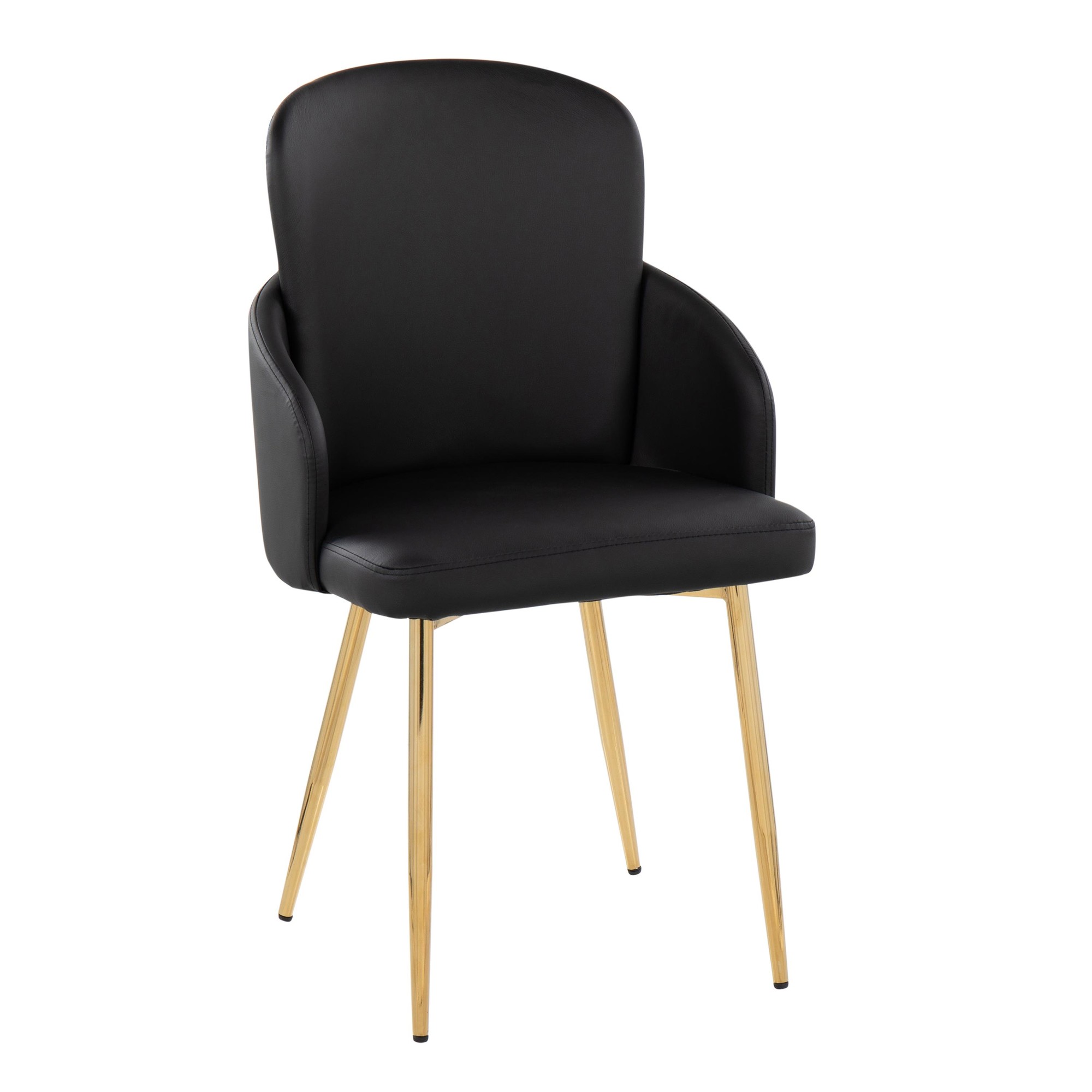 Dahlia Gold Black Faux Leather Contemporary Dining Chairs (Set of 2) 3 Dahlia Gold Black Faux Leather Contemporary Dining Chairs (Set of 2) - Image 3