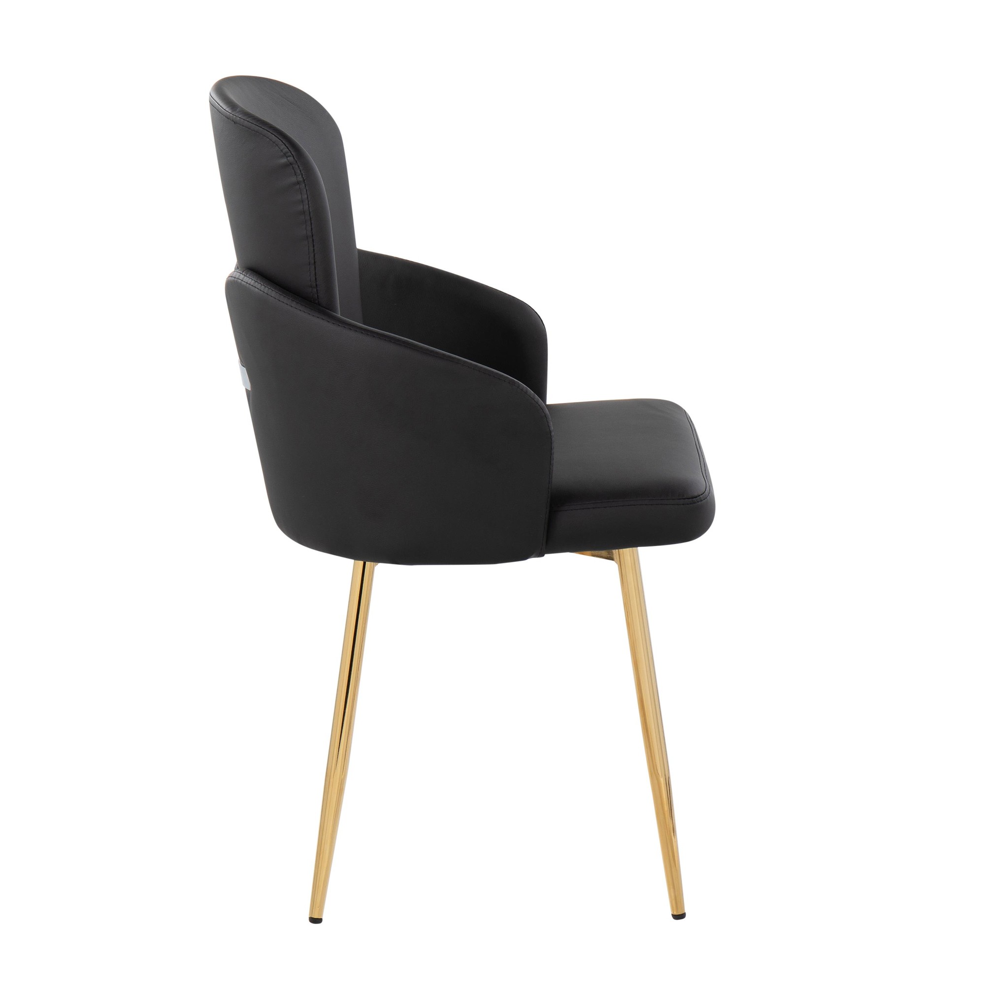 Dahlia Gold Black Faux Leather Contemporary Dining Chairs (Set of 2) 4 Dahlia Gold Black Faux Leather Contemporary Dining Chairs (Set of 2) - Image 4
