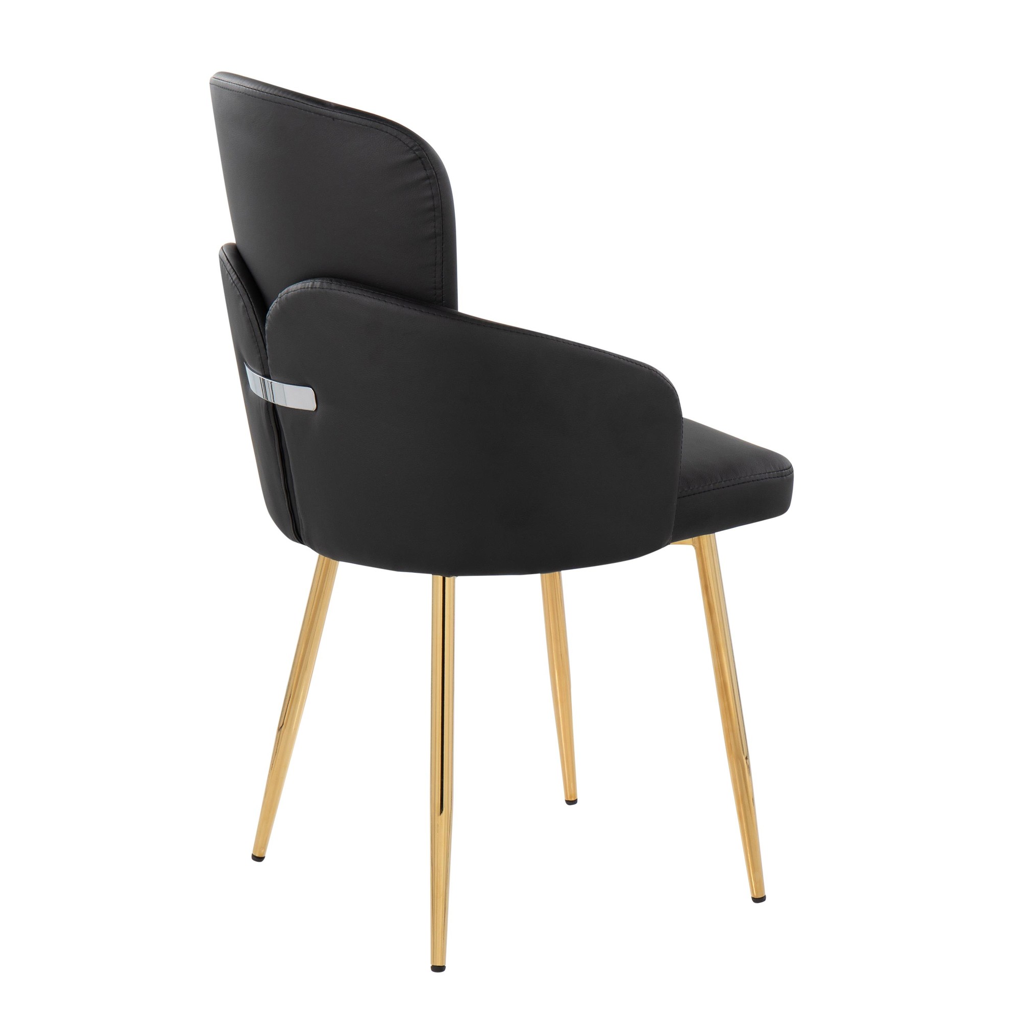 Dahlia Gold Black Faux Leather Contemporary Dining Chairs (Set of 2) 5 Dahlia Gold Black Faux Leather Contemporary Dining Chairs (Set of 2) - Image 5