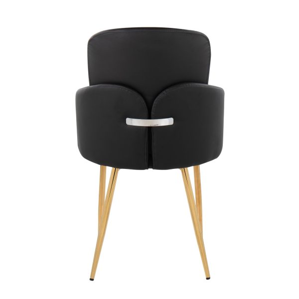 Dahlia Gold Black Faux Leather Contemporary Dining Chairs Set of 2 5