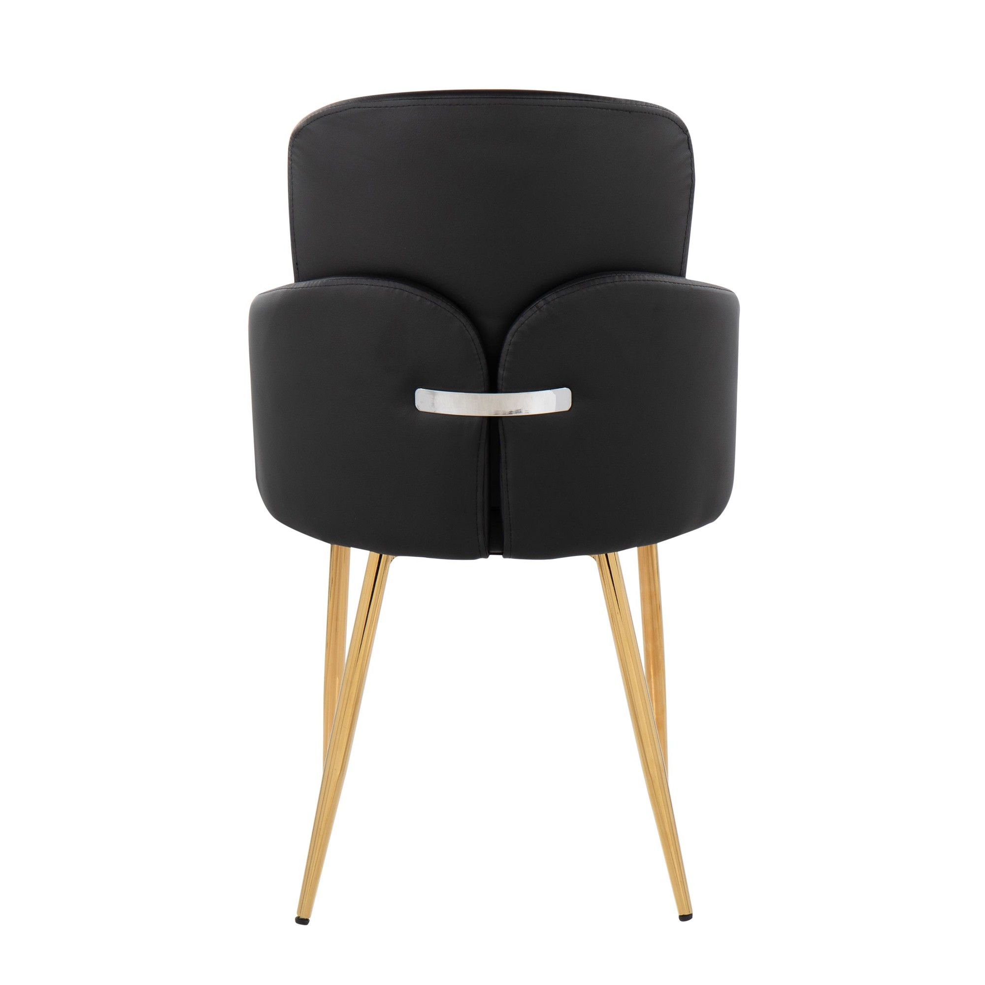 Dahlia Gold Black Faux Leather Contemporary Dining Chairs (Set of 2) 6 Dahlia Gold Black Faux Leather Contemporary Dining Chairs (Set of 2) - Image 6