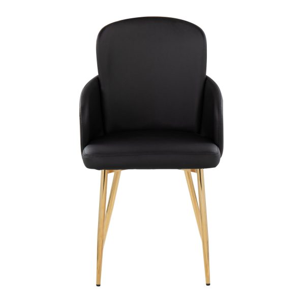 Dahlia Gold Black Faux Leather Contemporary Dining Chairs Set of 2 6