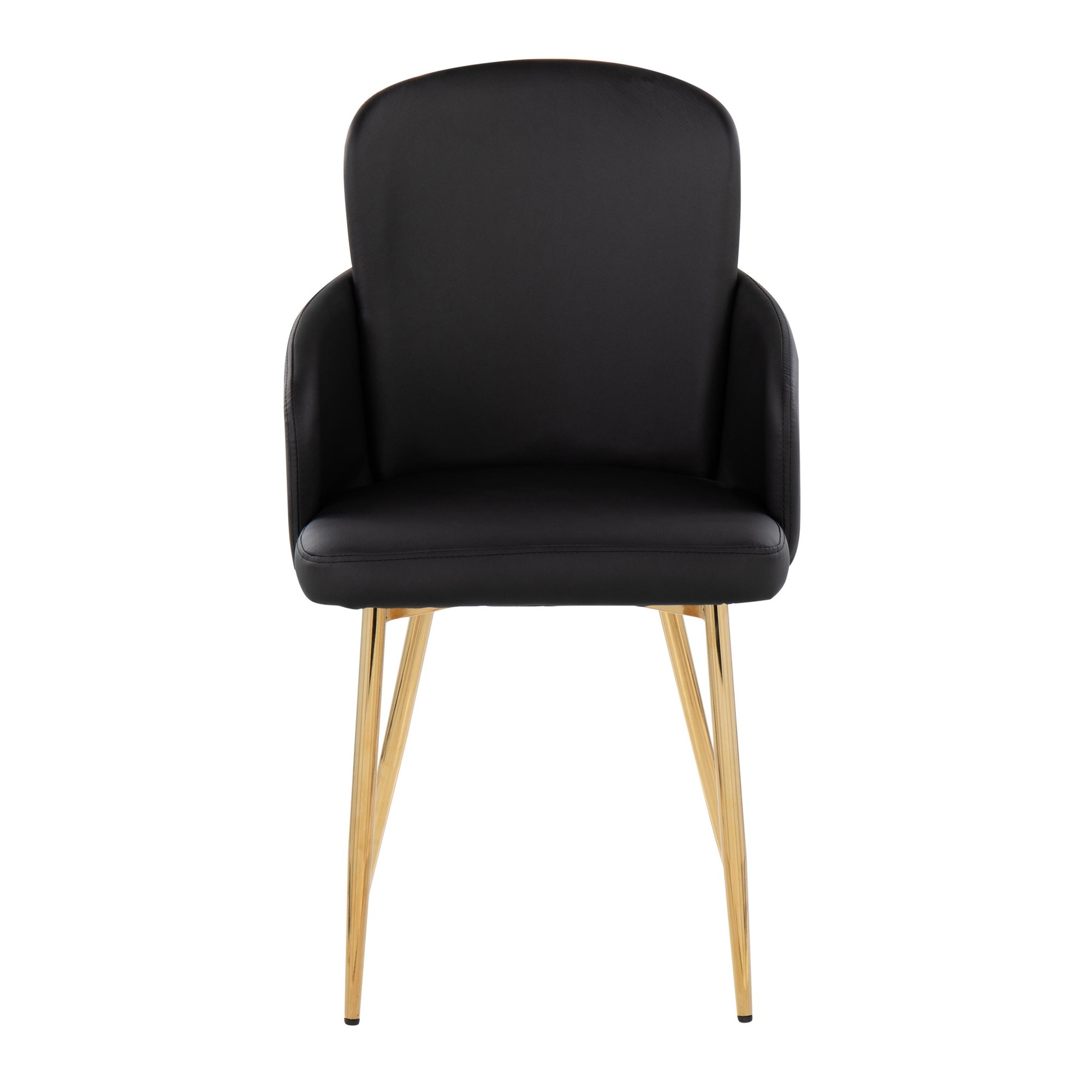Dahlia Gold Black Faux Leather Contemporary Dining Chairs (Set of 2) 7 Dahlia Gold Black Faux Leather Contemporary Dining Chairs (Set of 2) - Image 7