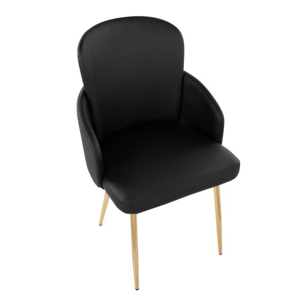 Dahlia Gold Black Faux Leather Contemporary Dining Chairs Set of 2 7