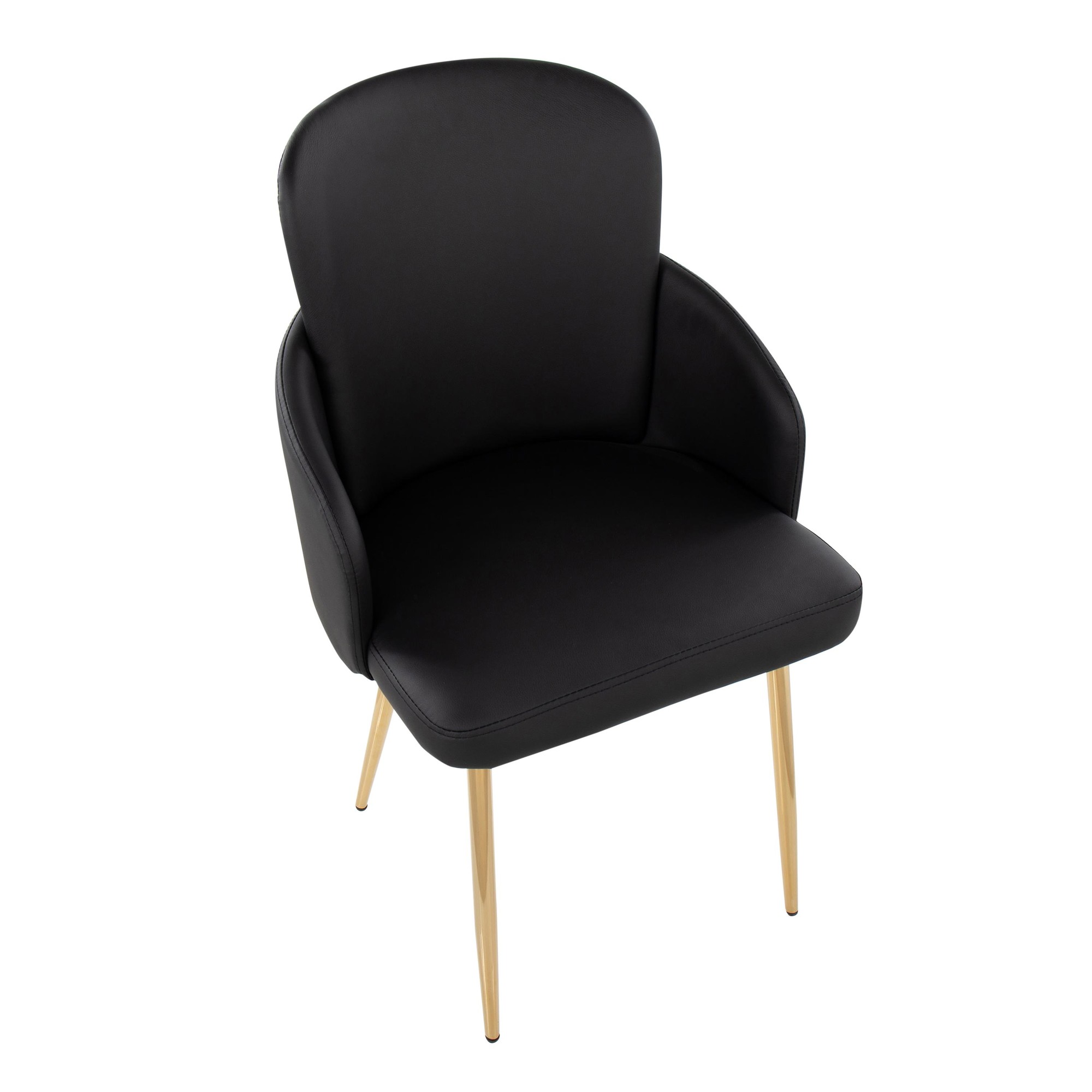Dahlia Gold Black Faux Leather Contemporary Dining Chairs (Set of 2) 8 Dahlia Gold Black Faux Leather Contemporary Dining Chairs (Set of 2) - Image 8