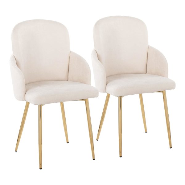 Dahlia Gold Cream Contemporary Dining Chairs Set of 2 1