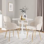 Dahlia Gold Cream Contemporary Dining Chairs (Set of 2)