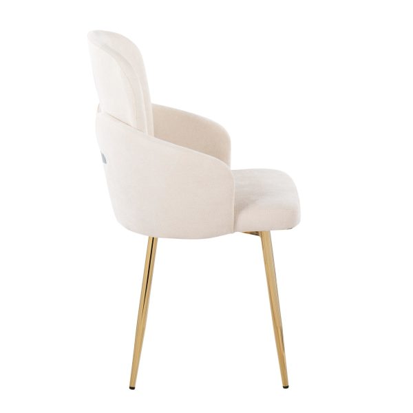 Dahlia Gold Cream Contemporary Dining Chairs Set of 2 3