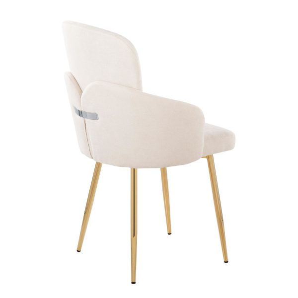 Dahlia Gold Cream Contemporary Dining Chairs Set of 2 4