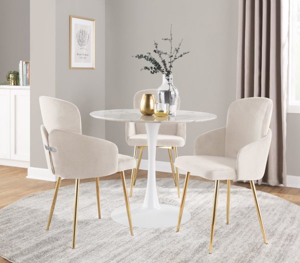 Dahlia Gold Cream Contemporary Dining Chairs Set of 2