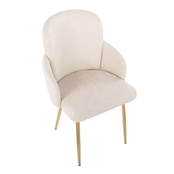 Dahlia Gold Cream Contemporary Dining Chairs Set of 2 7
